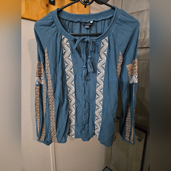 American Eagle Outfitters Tops - ####American Eagle Embroidered Peasant Blouse